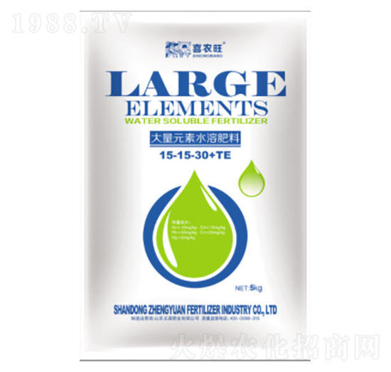 5kg大量元素水溶肥料15-15-30+TE-喜農(nóng)旺-正源肥業(yè)