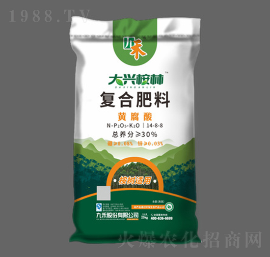 桉樹適用黃腐酸復(fù)合肥料14-8-8-大興桉林-九禾股份