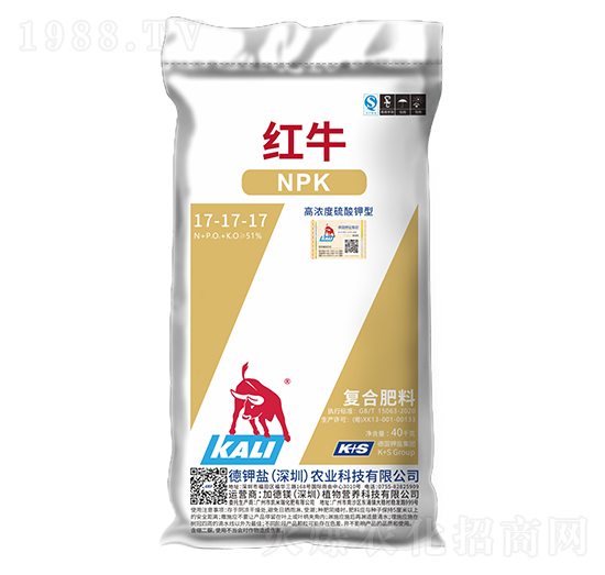 高濃度硫酸鉀型復合肥料17-17-17-紅牛-德鉀鹽農(nóng)業(yè)